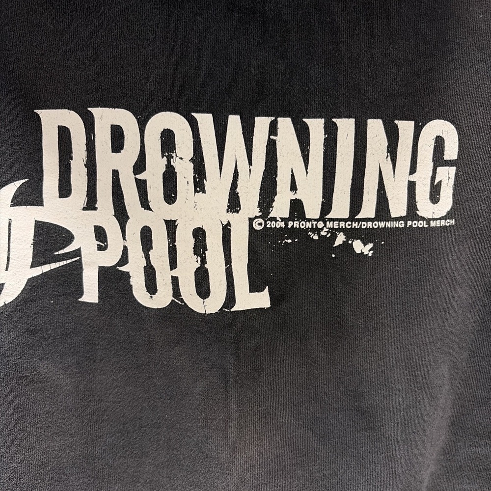 Vintage 2004 Drowning Pool Hoodie Black L Metal Grunge Bodies Made In USA - Picture 3 of 10